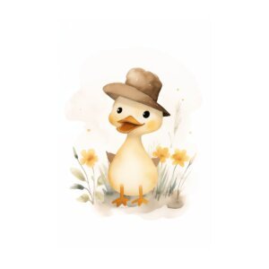 ברווז קטן ומקסים עם כובע